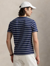 T-shirt Slim en coton doux rayé - Refined Navy & White