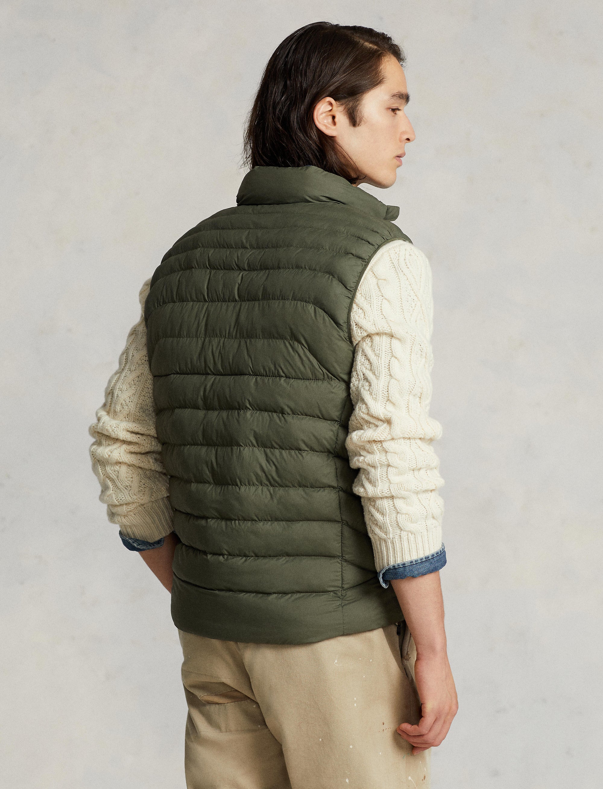 Water-repellent stowable waistcoat - Thermal Green