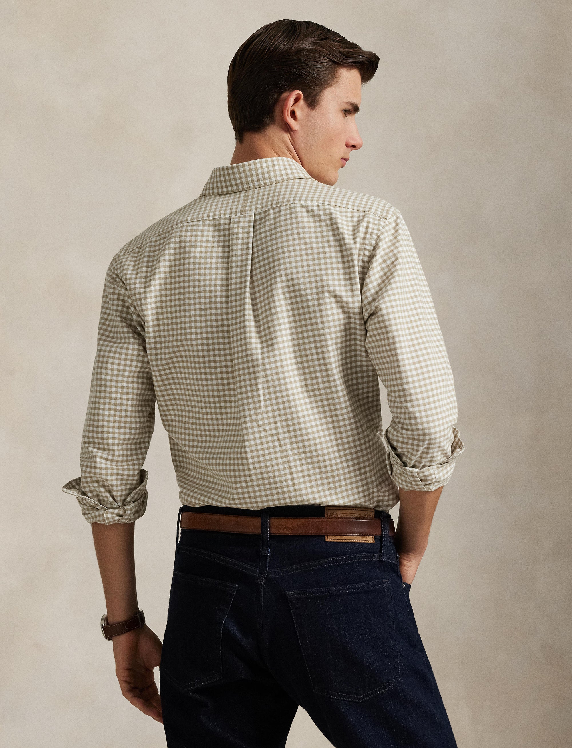 1pcs / NEW // 4338Q COASTAL BEIGE/WHITE SPORT SHIRT LONG SLEEVE SLBDPPCS