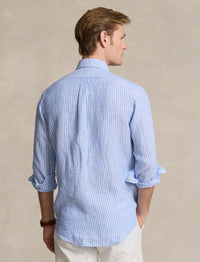 Chemise rayée Custom Fit en lin - Blue & White