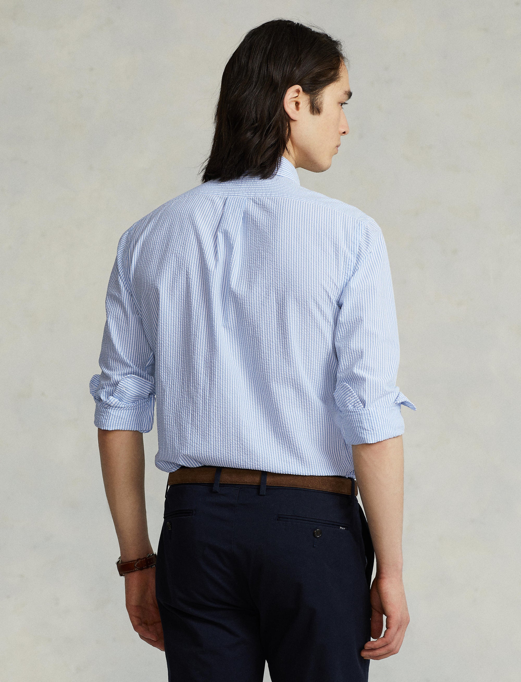 Chemise classique en seersucker - Light Blue & White