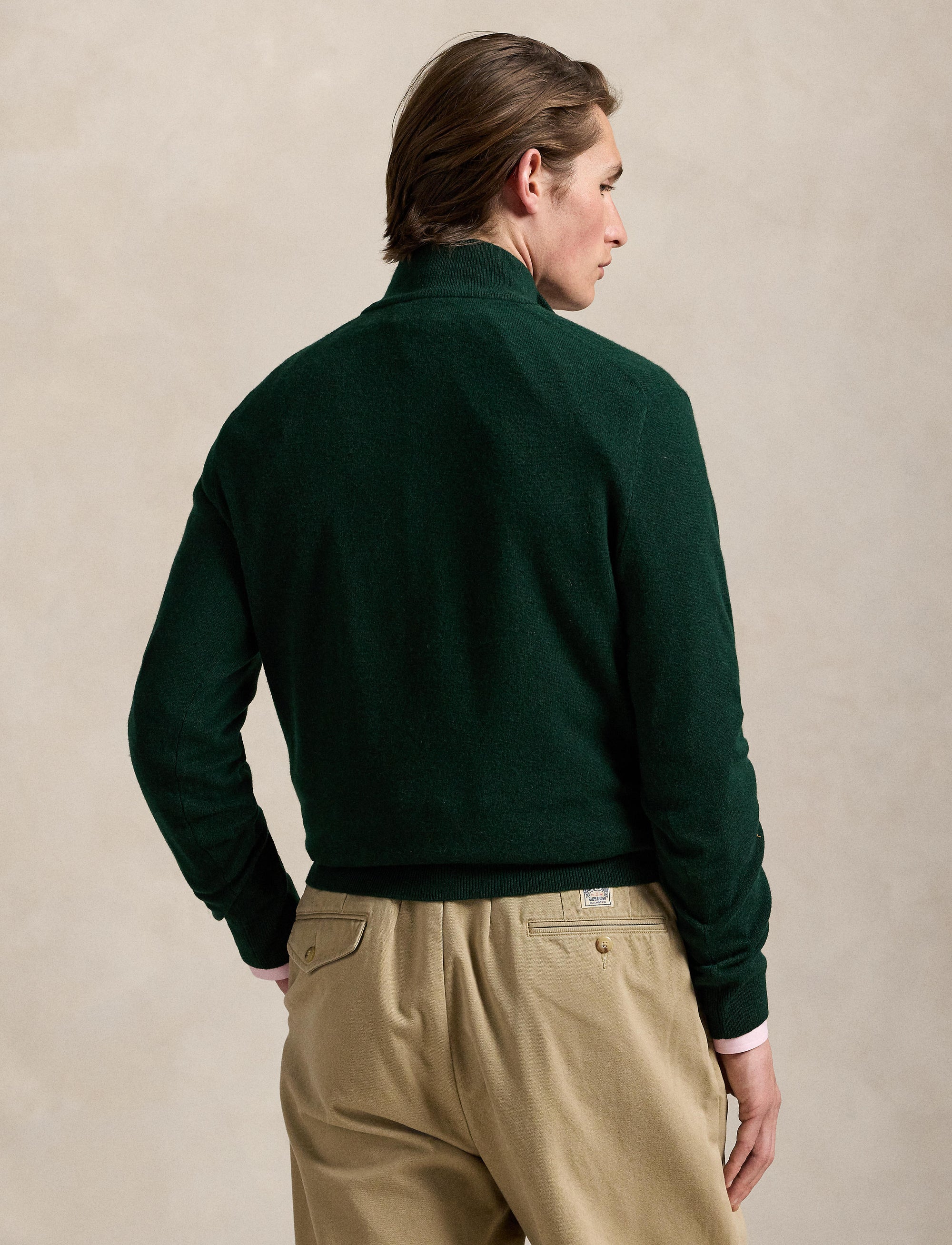 Pull demi-zippé en laine - Moss Agate