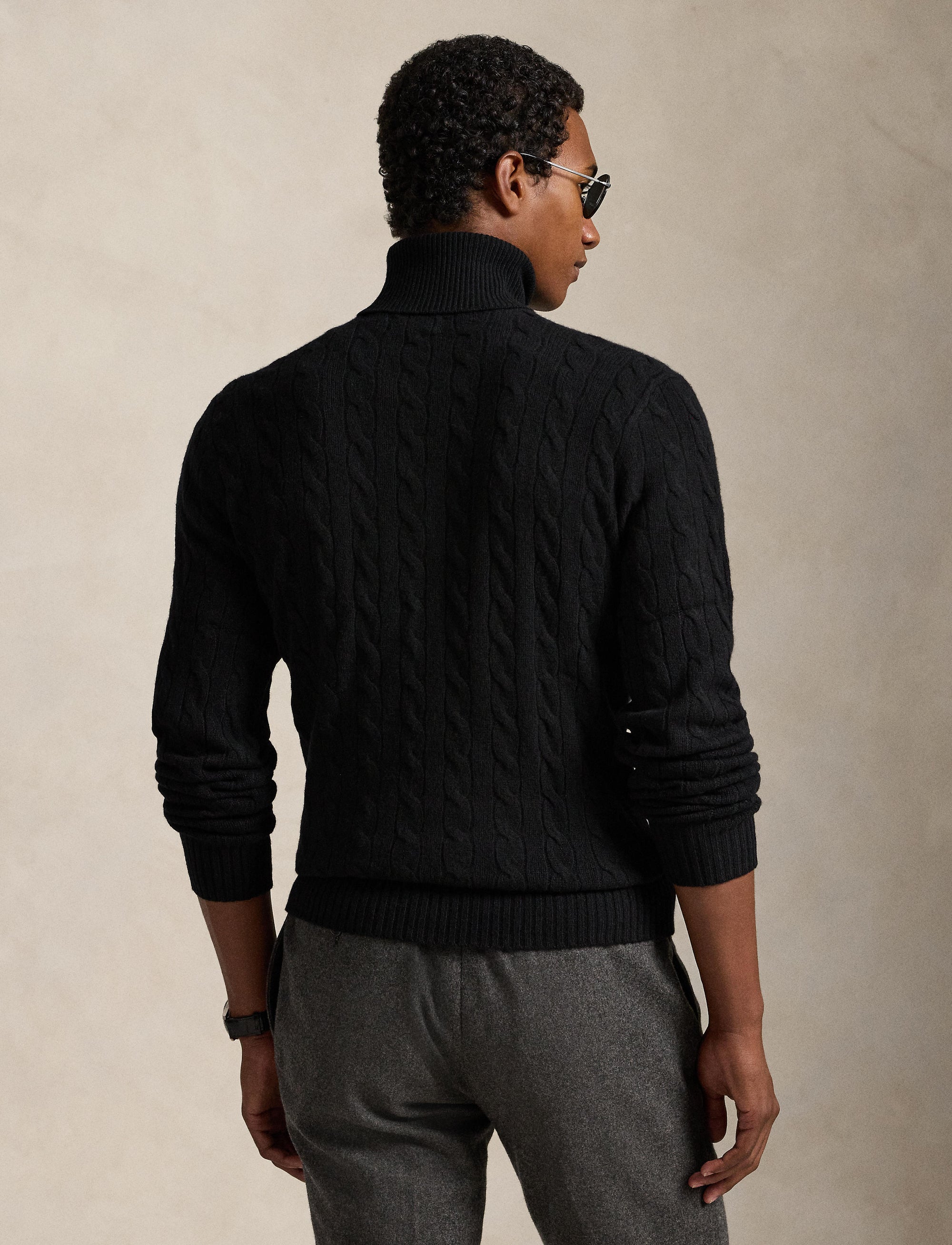 Pull col roulé torsadé en laine - Polo Black