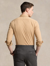Chemise à col évasé en jersey  - Classic Camel Hthr