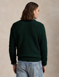 Pull col rond texturé en laine - Moss Agate