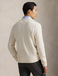 Pull col rond texturé en laine - Cream Tonal Pp
