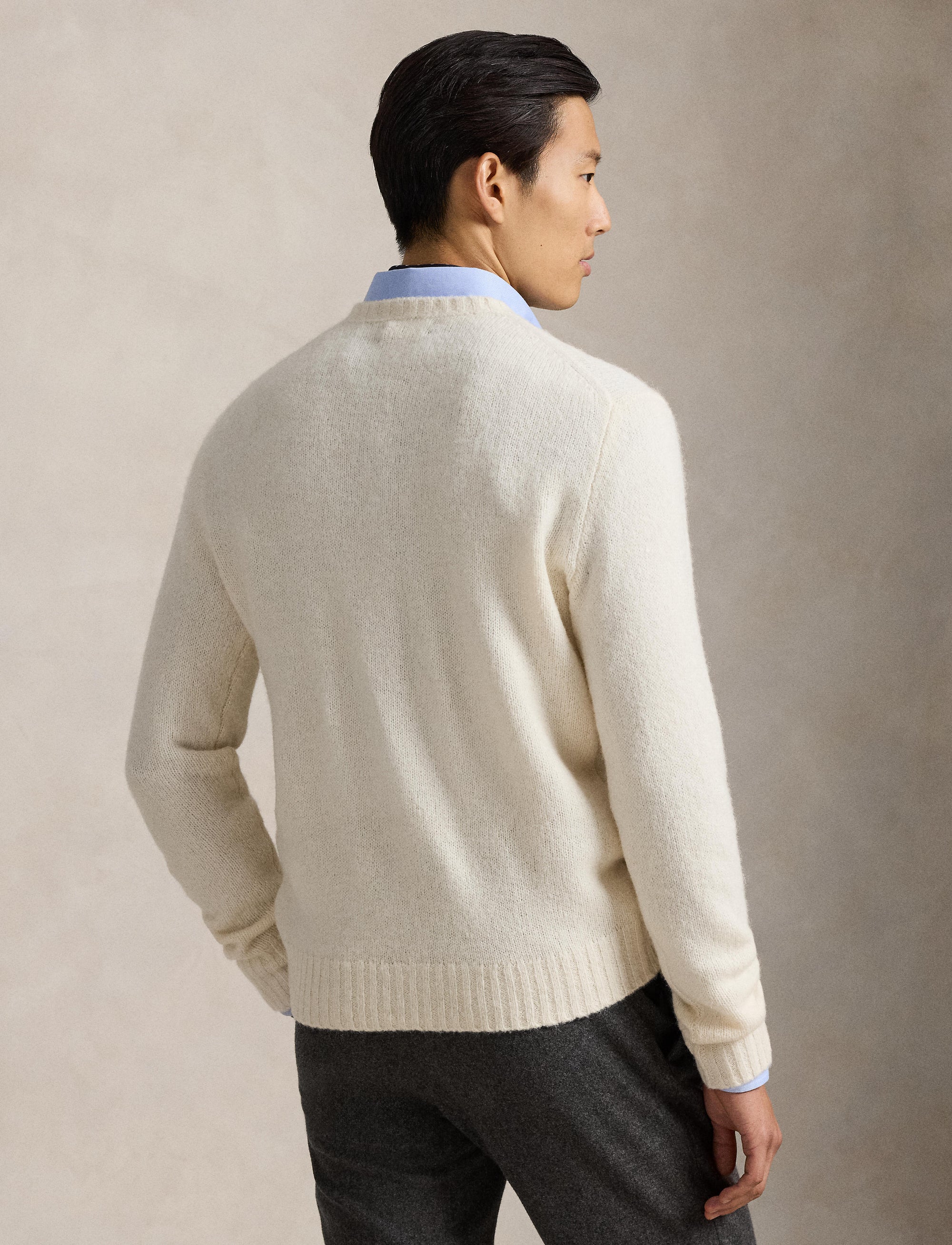 Pull col rond texturé en laine - Cream Tonal Pp