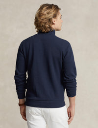 Pull demi-zippé à maille double en piqué - Aviator Navy