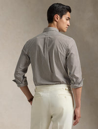 Chemise rayée Custom Fit popeline - Cooper Brown & White
