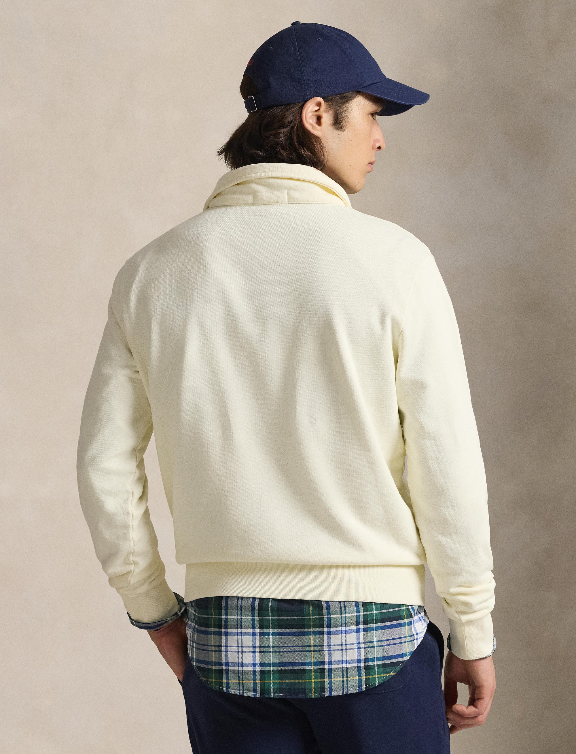 Sweat demi-zippé en coton bouclé - Clubhouse Cream