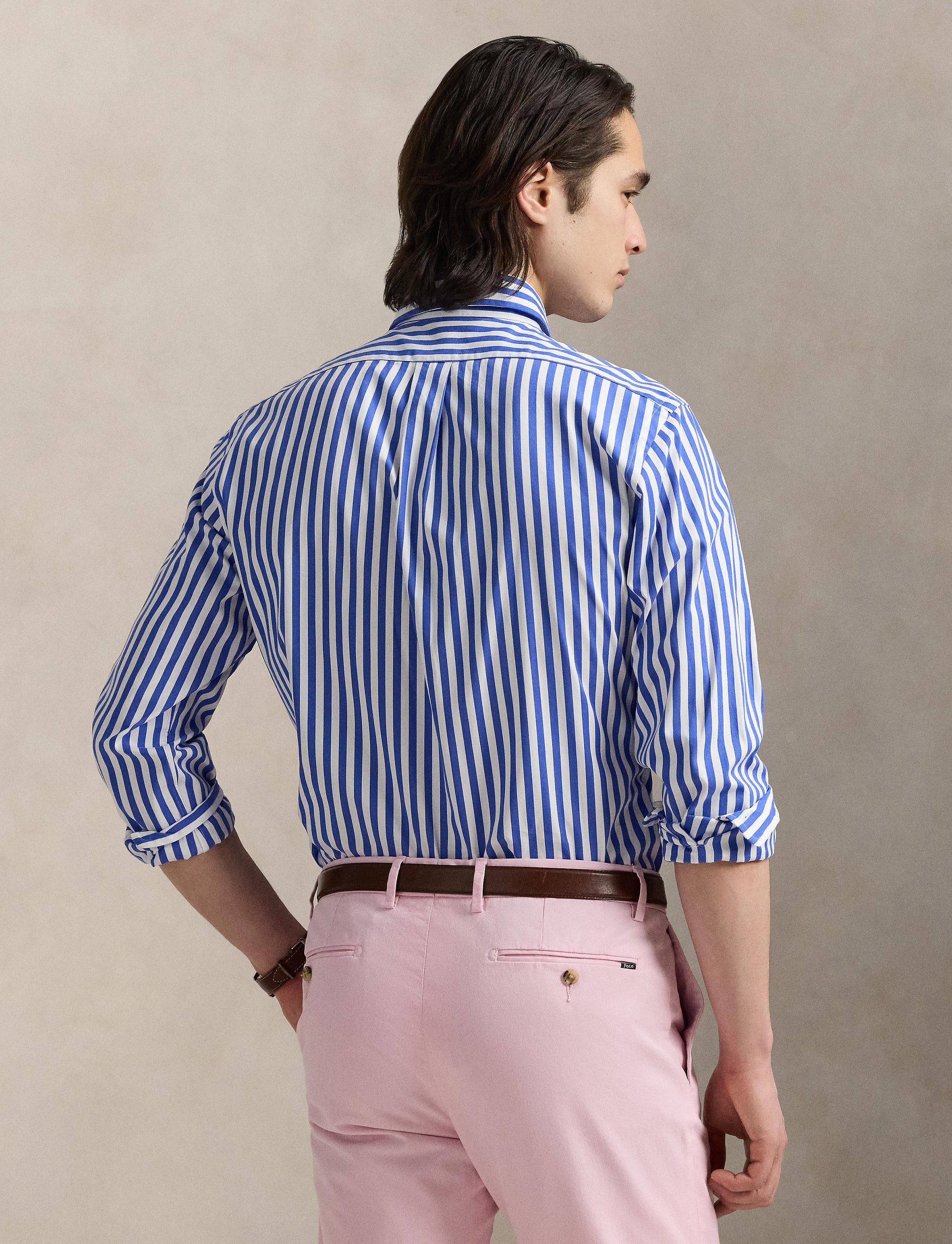 Chemise tissée ajustée à rayures - New Iris Blue & White