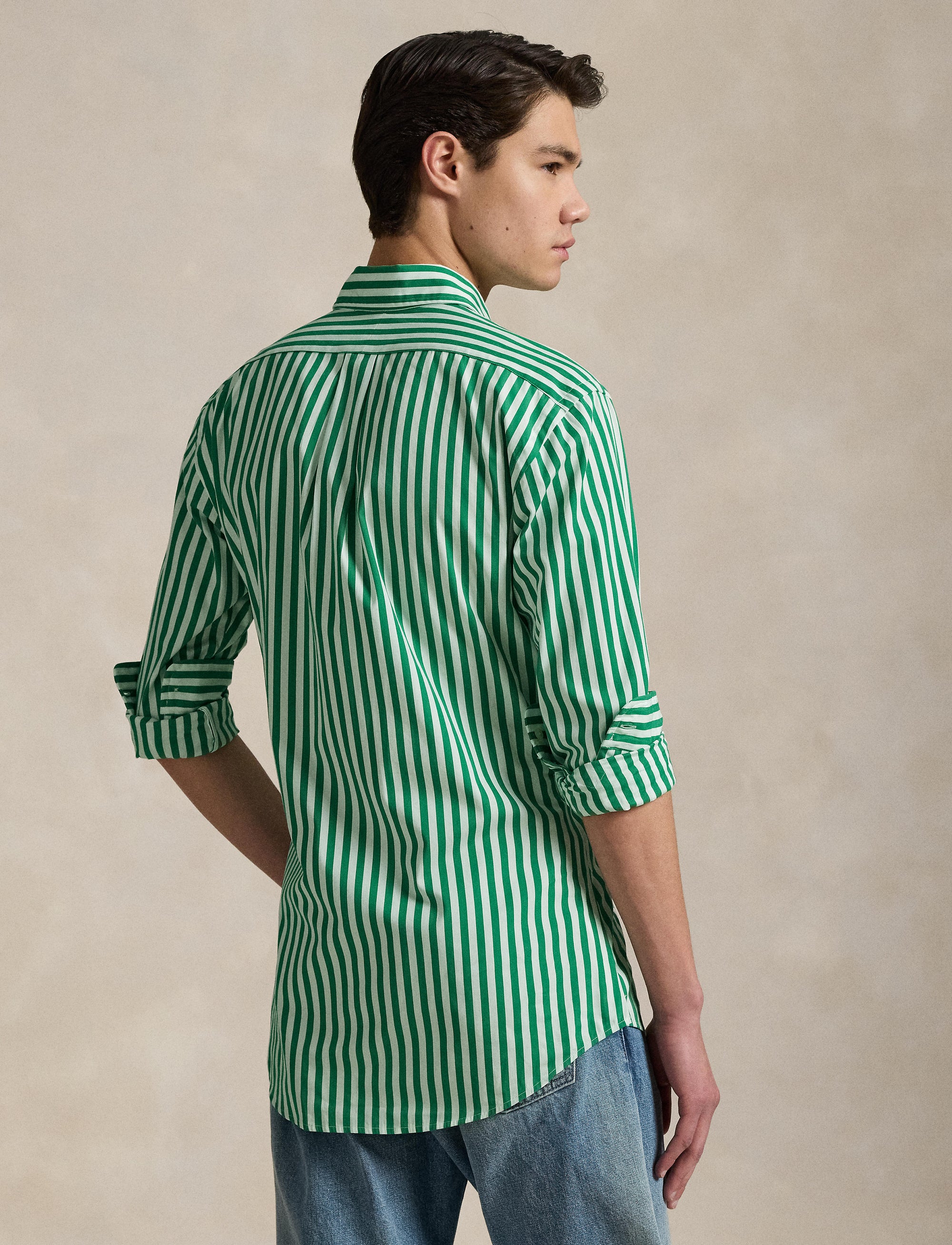 5pcs / NEW // 6792E SCARAB GREEN/WHITE SPORT SHIRT LONG SLEEVE CUBDPPCS