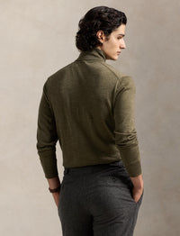 Pull à col roulé en laine lavable - Cargo Olive Heather