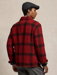 Veste utilitaire en laine écossaise  - Red Black Buffalo Plaid