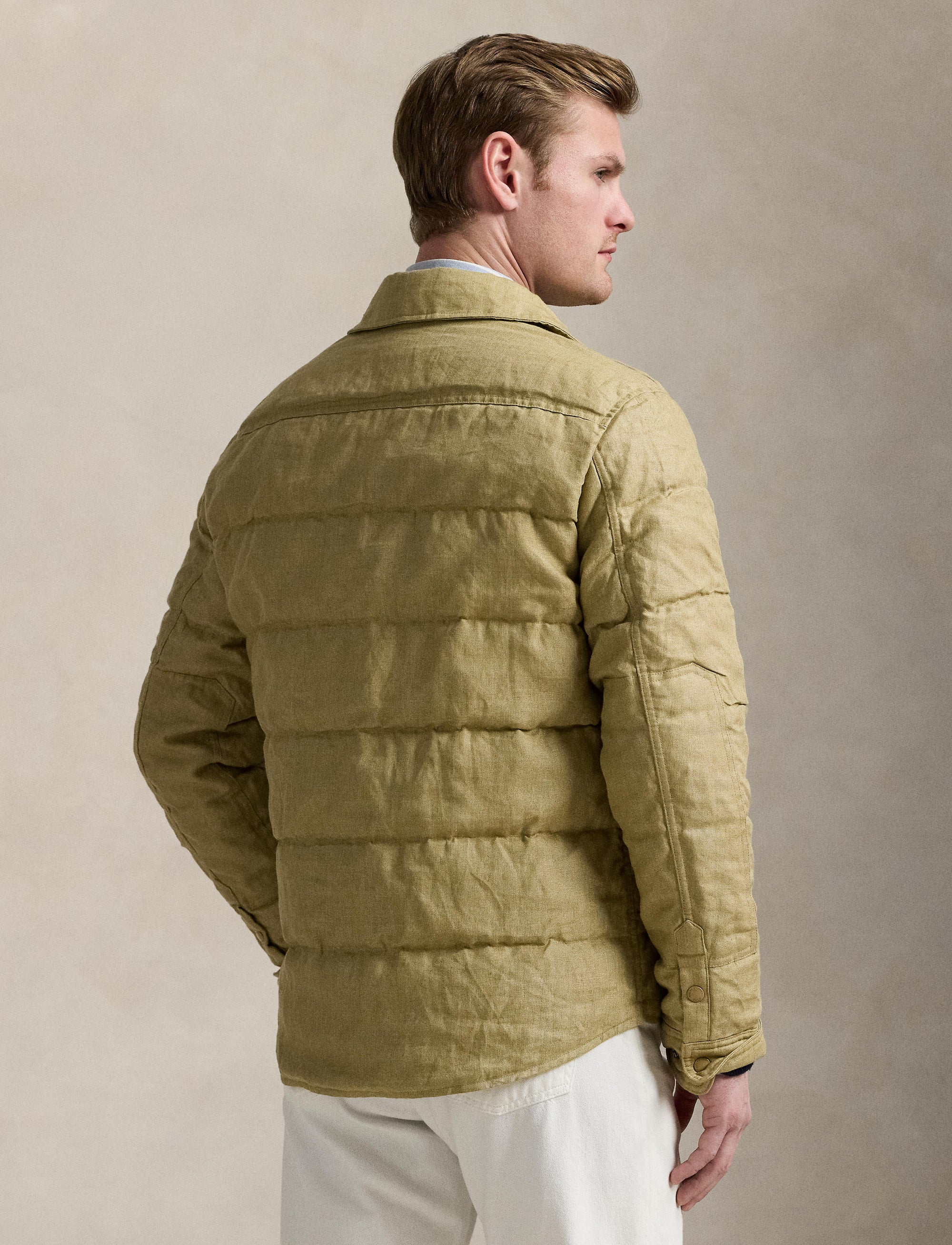 Doudoune matelassée en lin - Khaki