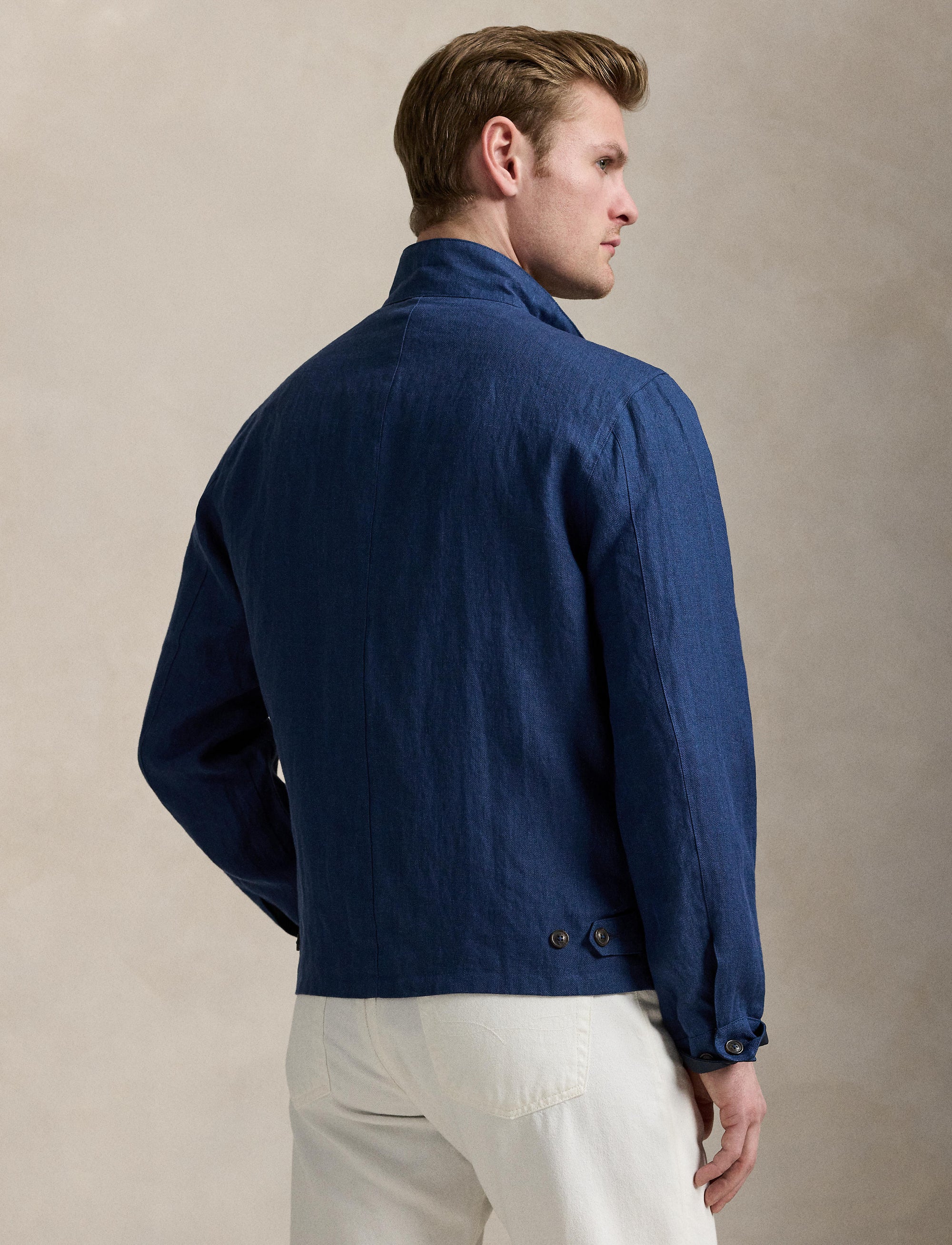 Bedford reversible jacket in linen blend - Rustic Navy & Collection Navy