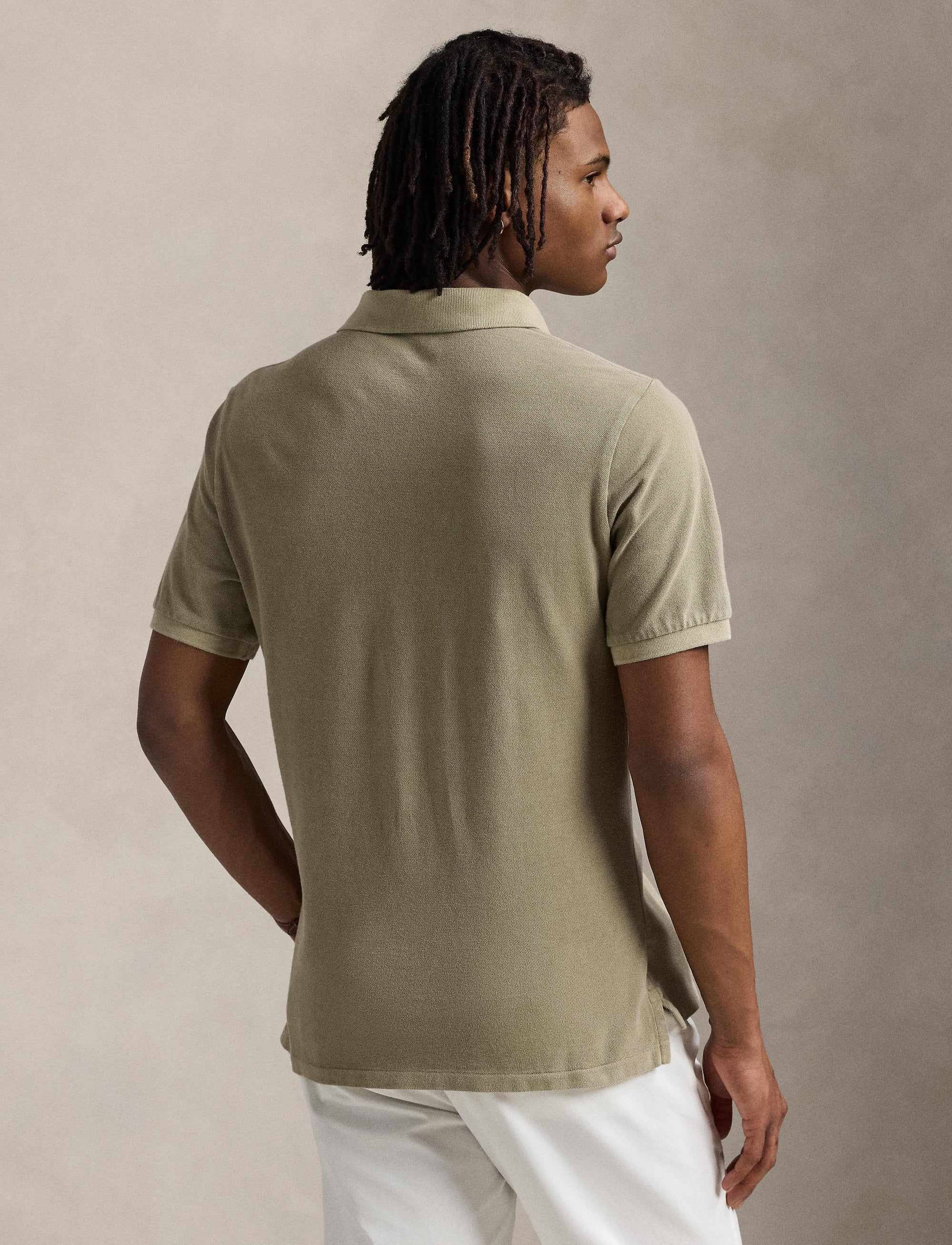 Polo Custom Slim Fit en piqué teint - Olive