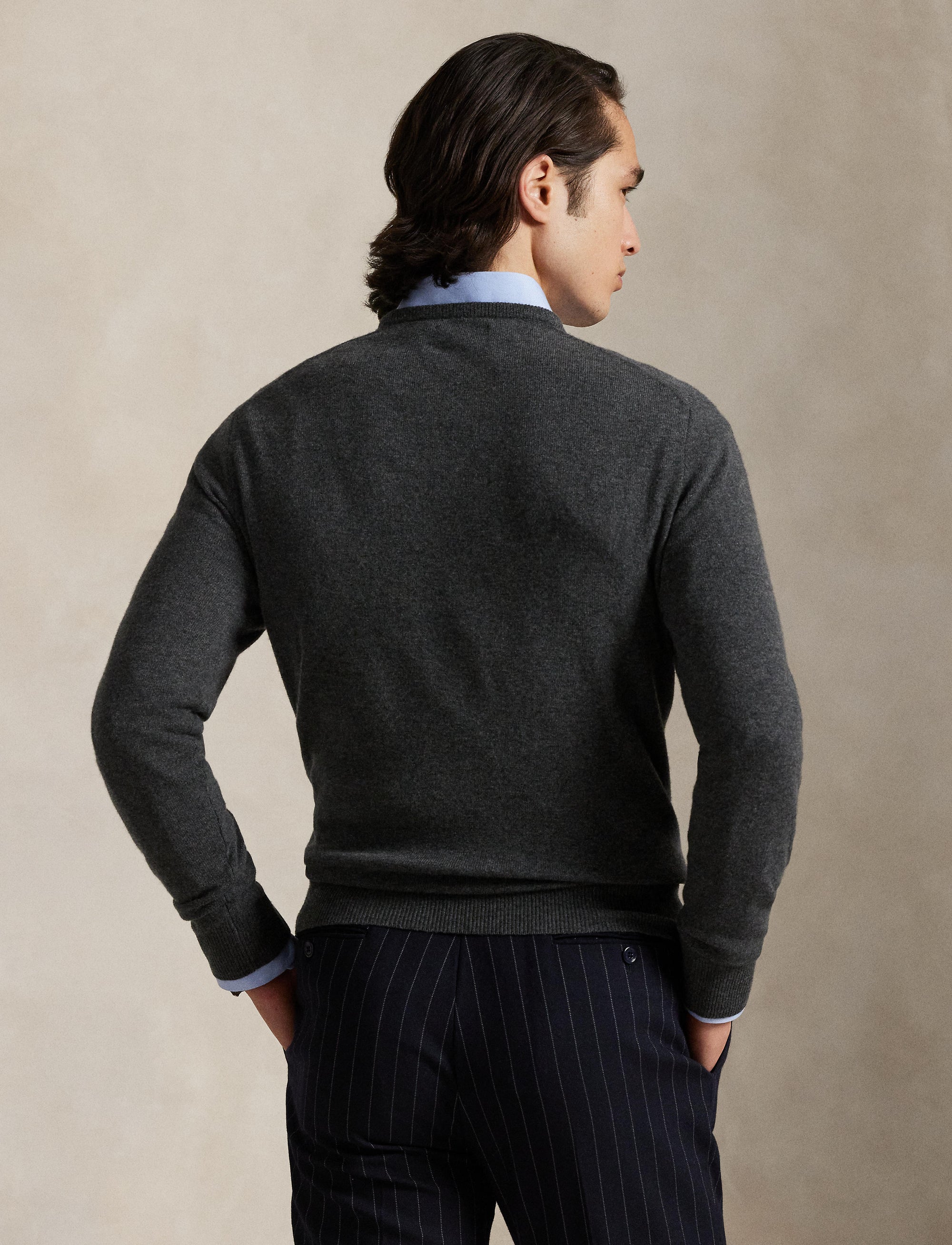 Pull col rond en laine  - Dark Charcoal Heather