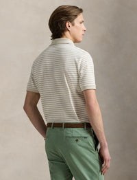 Polo en piqué rayé Custom Slim Fit - Classic Khaki & White