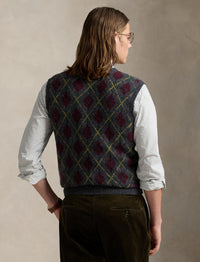 Pull débardeur losanges en laine - Charcoal Combo