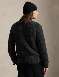 Pull drapeau tricot d'Aran en laine - Dark Granite Heather