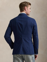 Veste de costume Polo ajustée à rayures en soie mélangée - Bright Navy & Cream