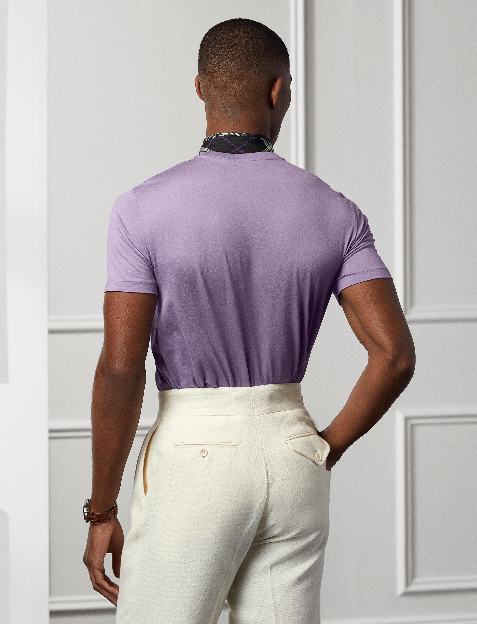 Round-neck T-shirt in Scottish yarn - Purple Haze