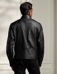 Randall biker jacket with leather zips - Black