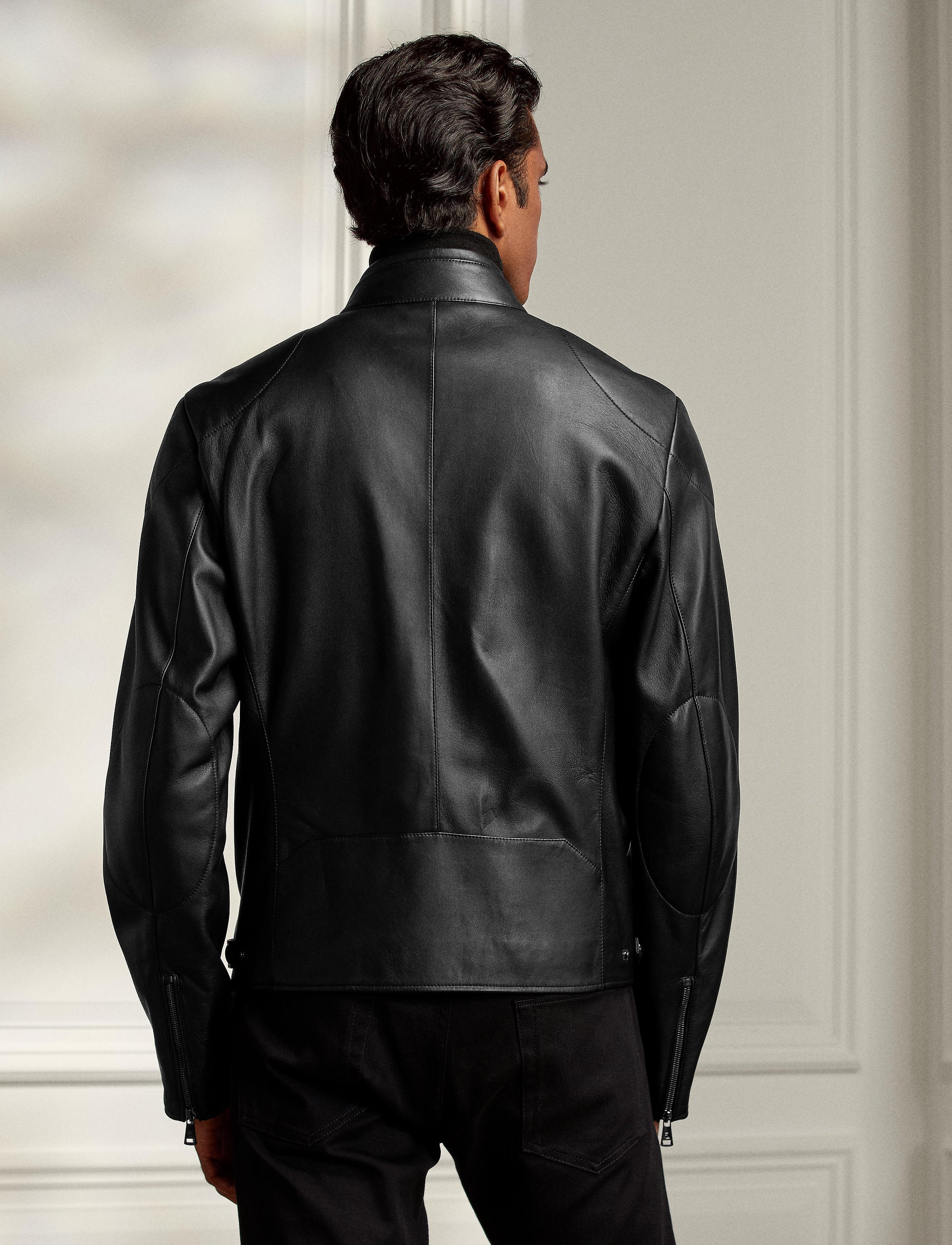 Randall biker jacket with leather zips - Black