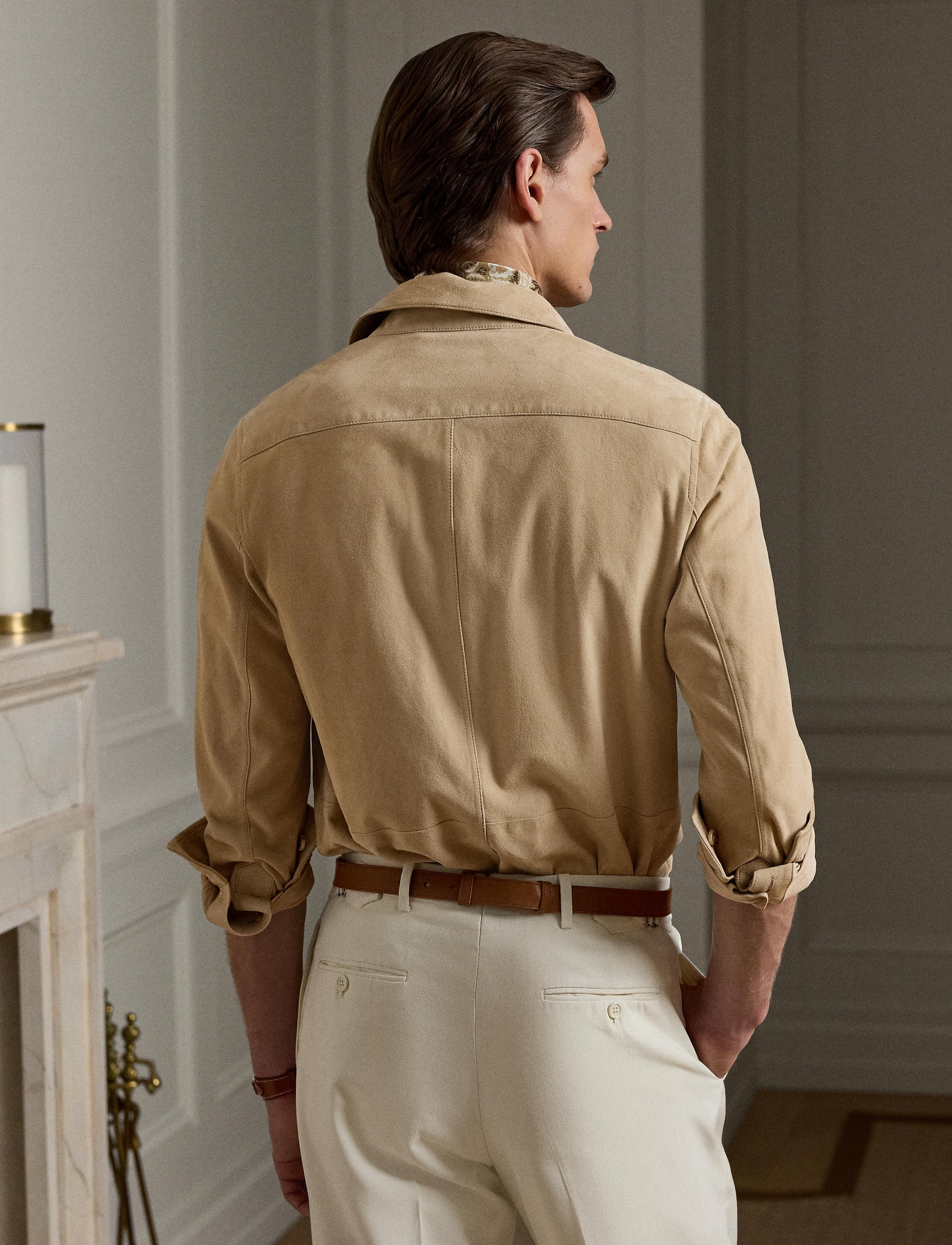 Barron suede overshirt - Oyster Tan
