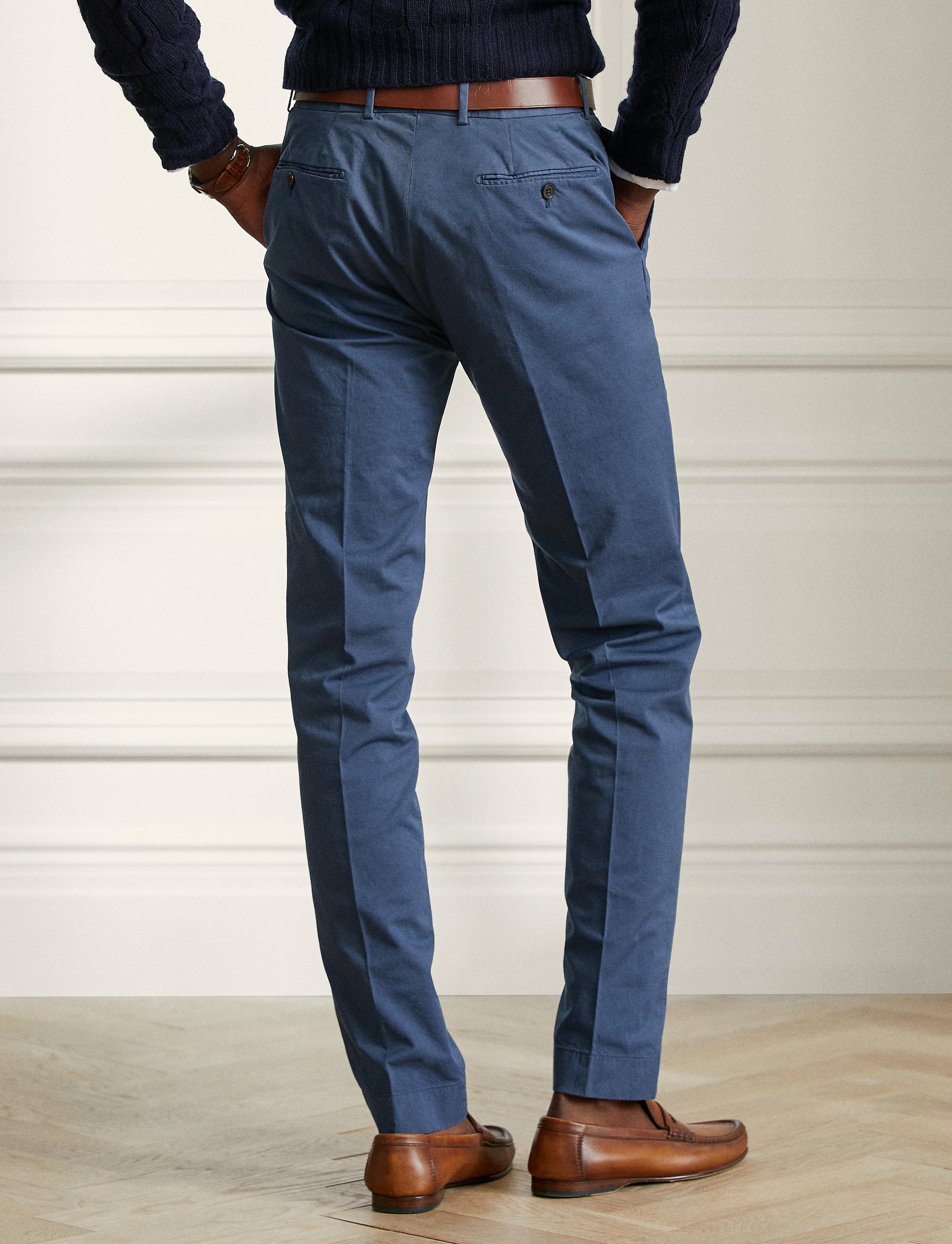 Pantalon slim en chino stretch - Light Navy
