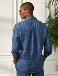 Linen dobby shirt - Dark Indigo