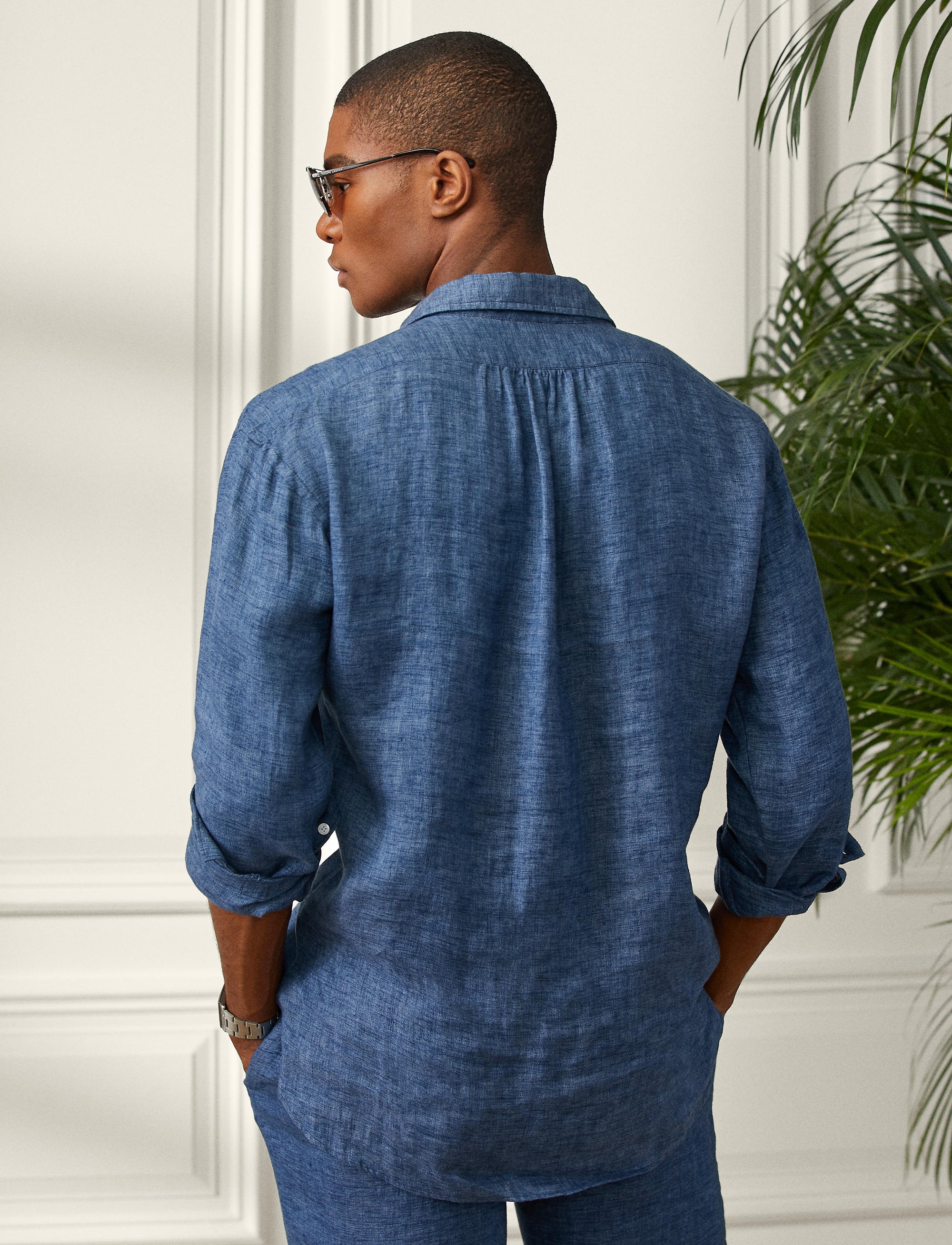Linen dobby shirt - Dark Indigo