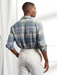 Tartan linen twill shirt - Multicolour