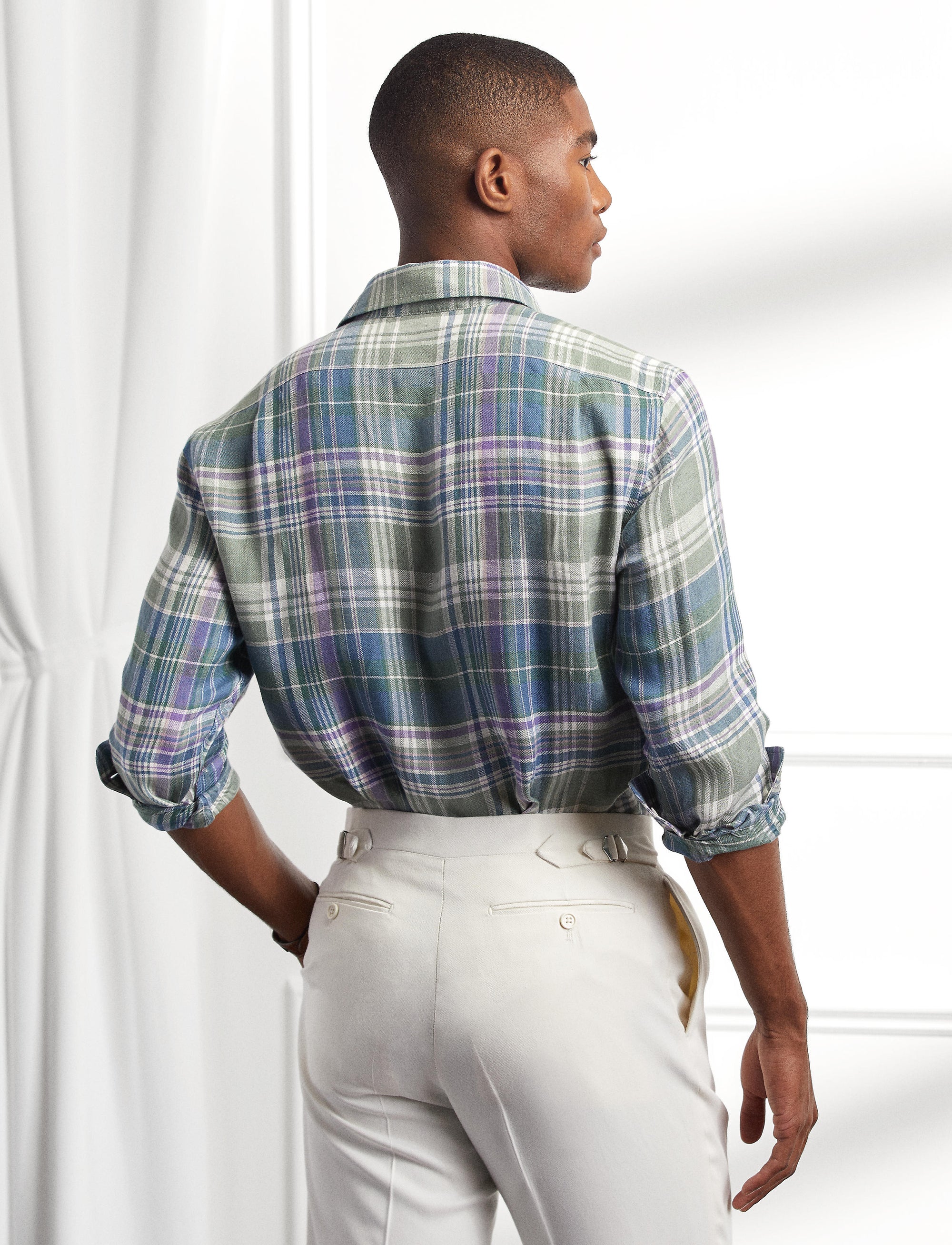 Tartan linen twill shirt - Multicolour