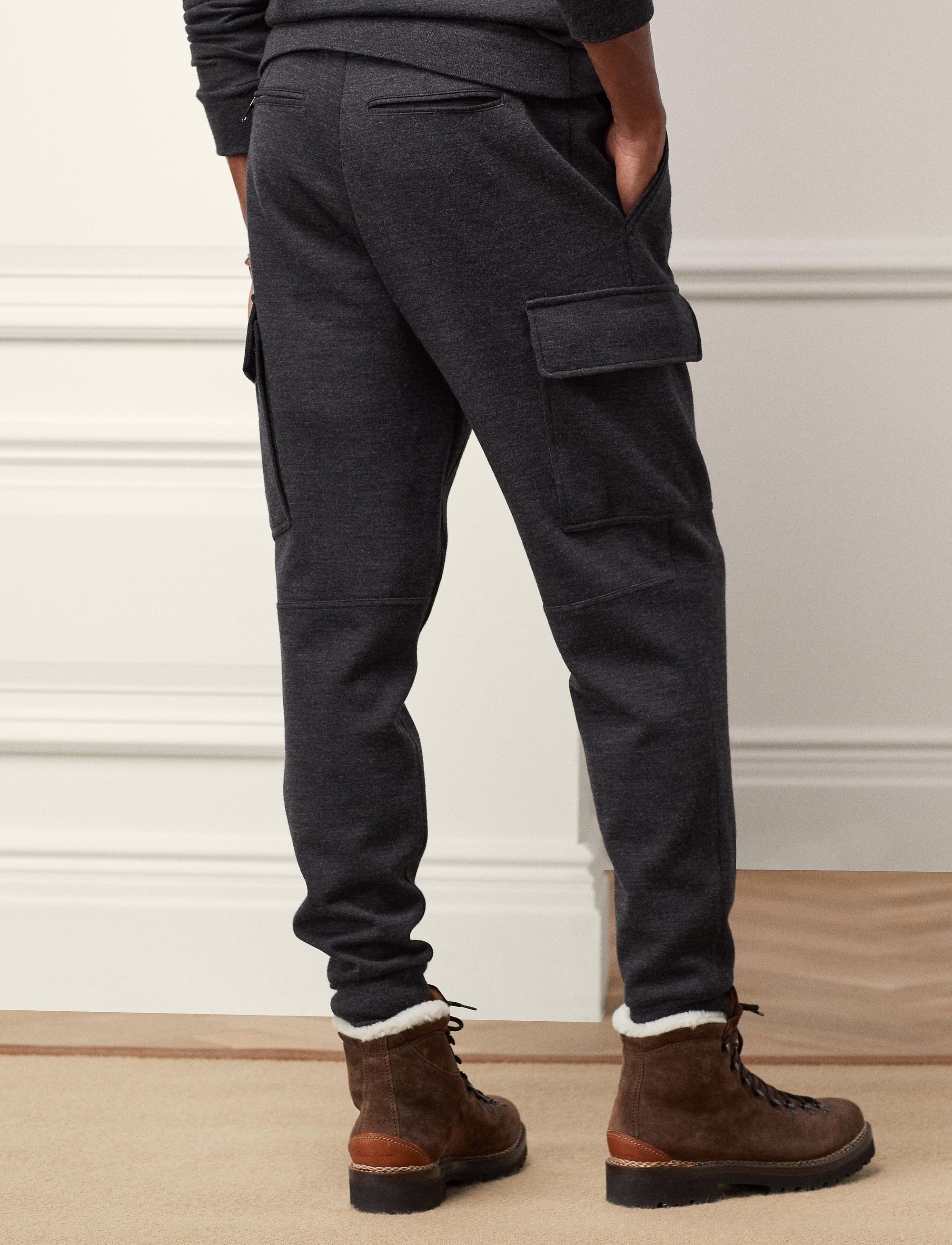 Pantalon de jogging cargo en laine - Charcoal Melange