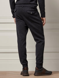 Pantalon maille double en laine - Charcoal Melange