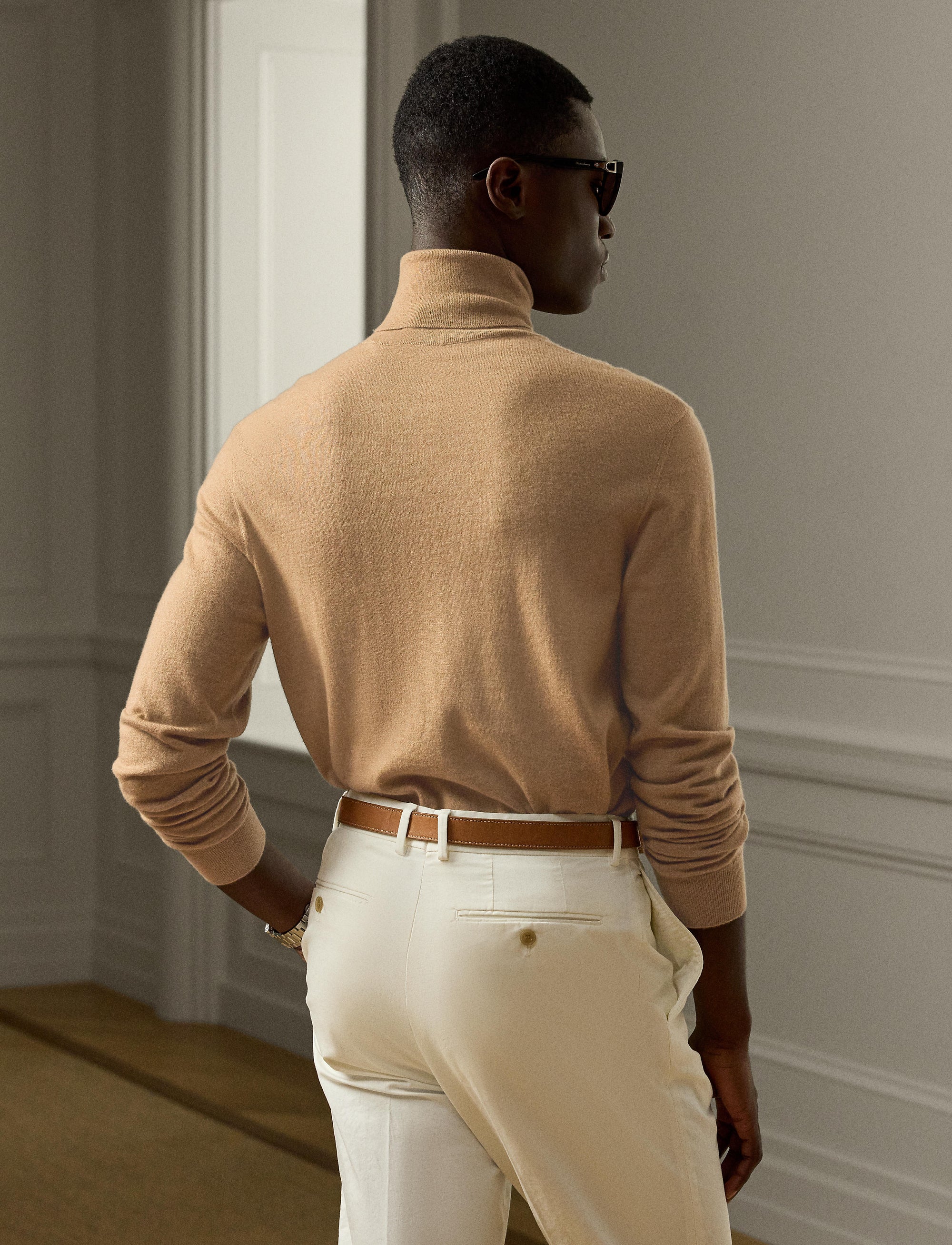 Pull à col roulé en cachemire - Camel Melange