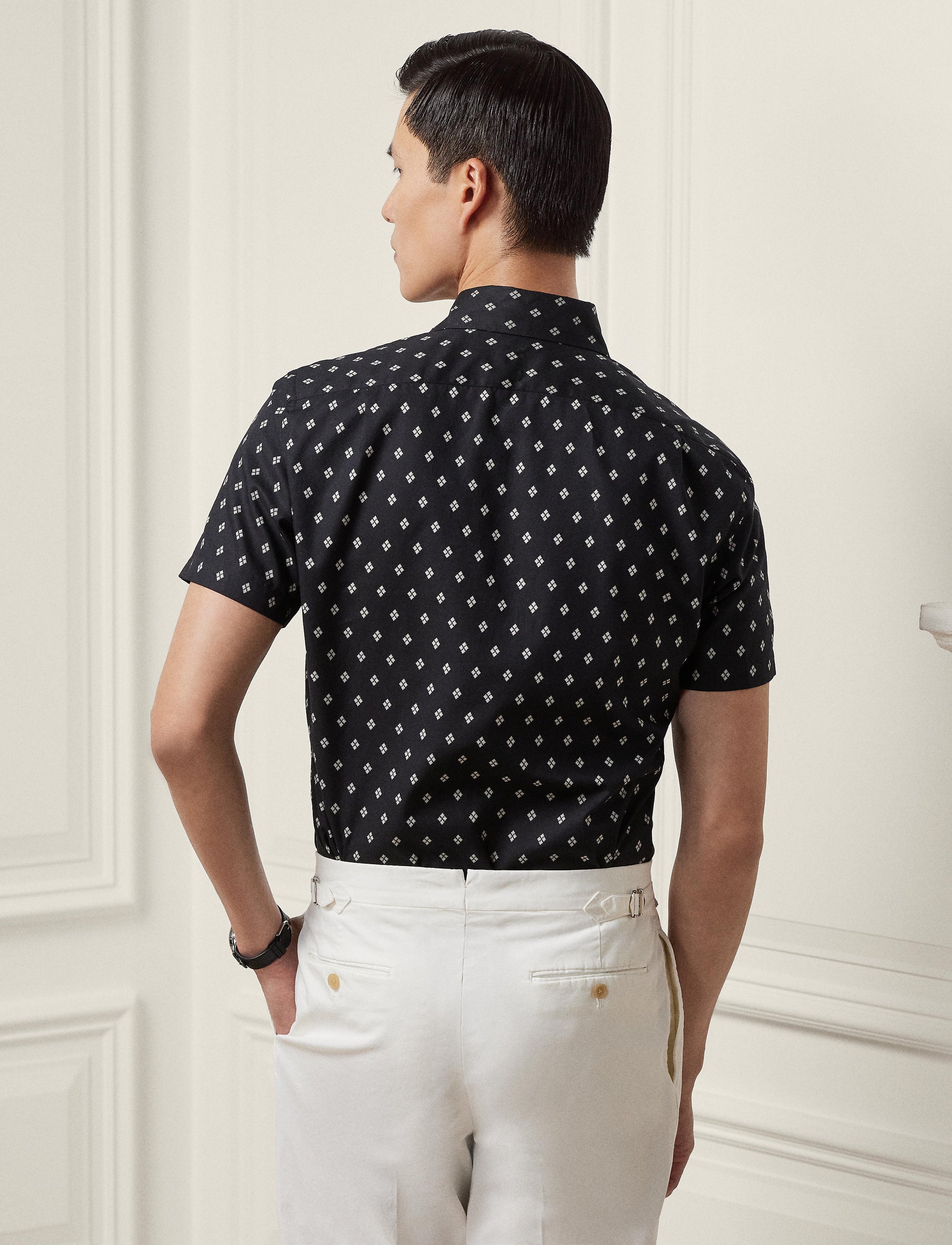 Chemise à motif en sergé - Black & Tan