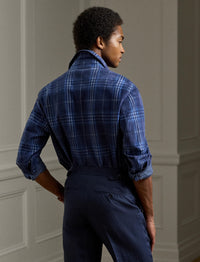 Suede tartan overshirt - Navy, Blue & Multicolour