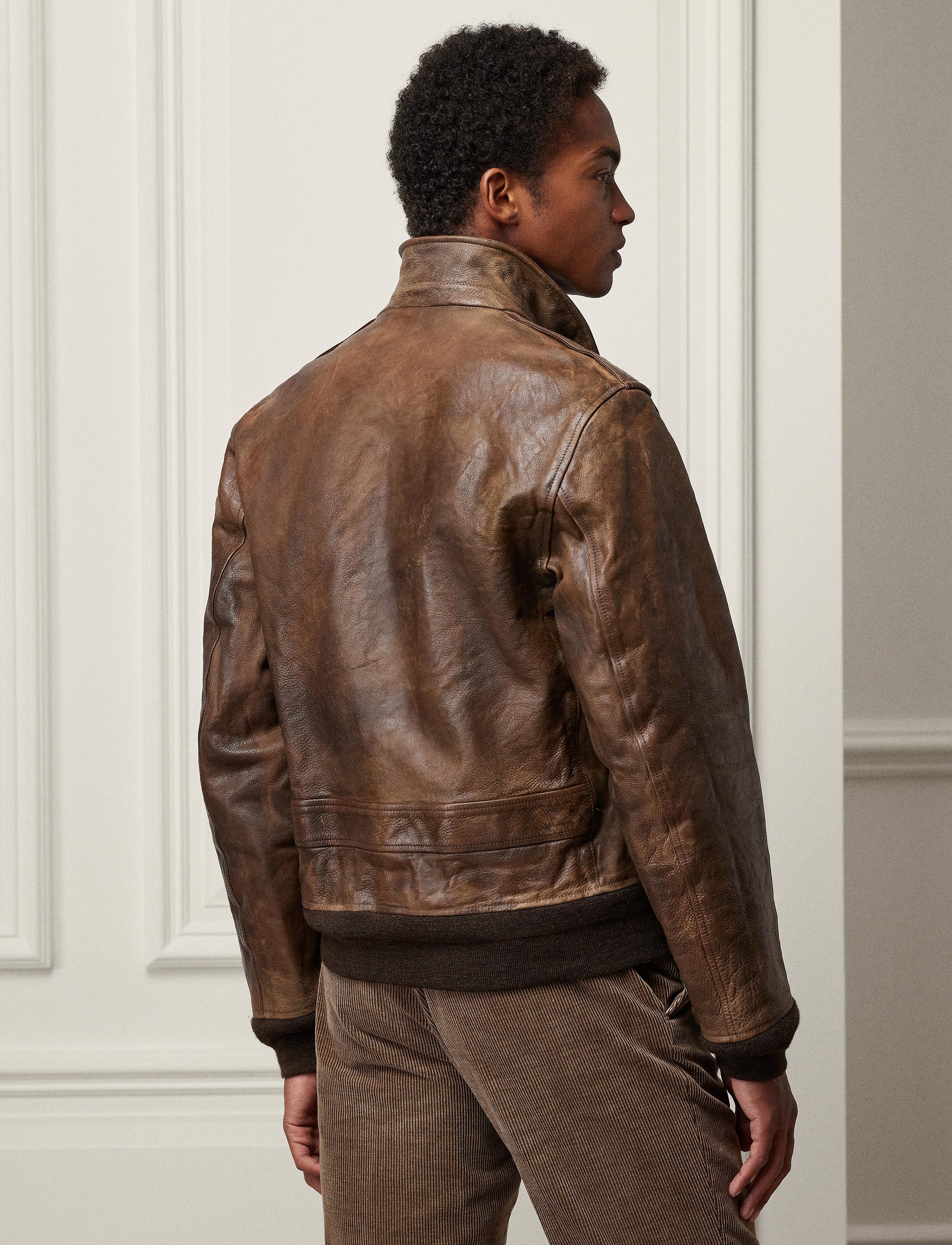Veste d'aviateur Ridley en cuir  - Vintage Brown
