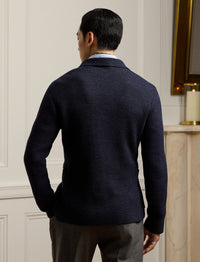 Cardigan blazer en lin mélangé texturé - Royal Navy Heather