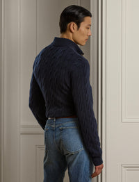 Pull torsadé à col cheminée en cachemire - Classic Chairman Navy