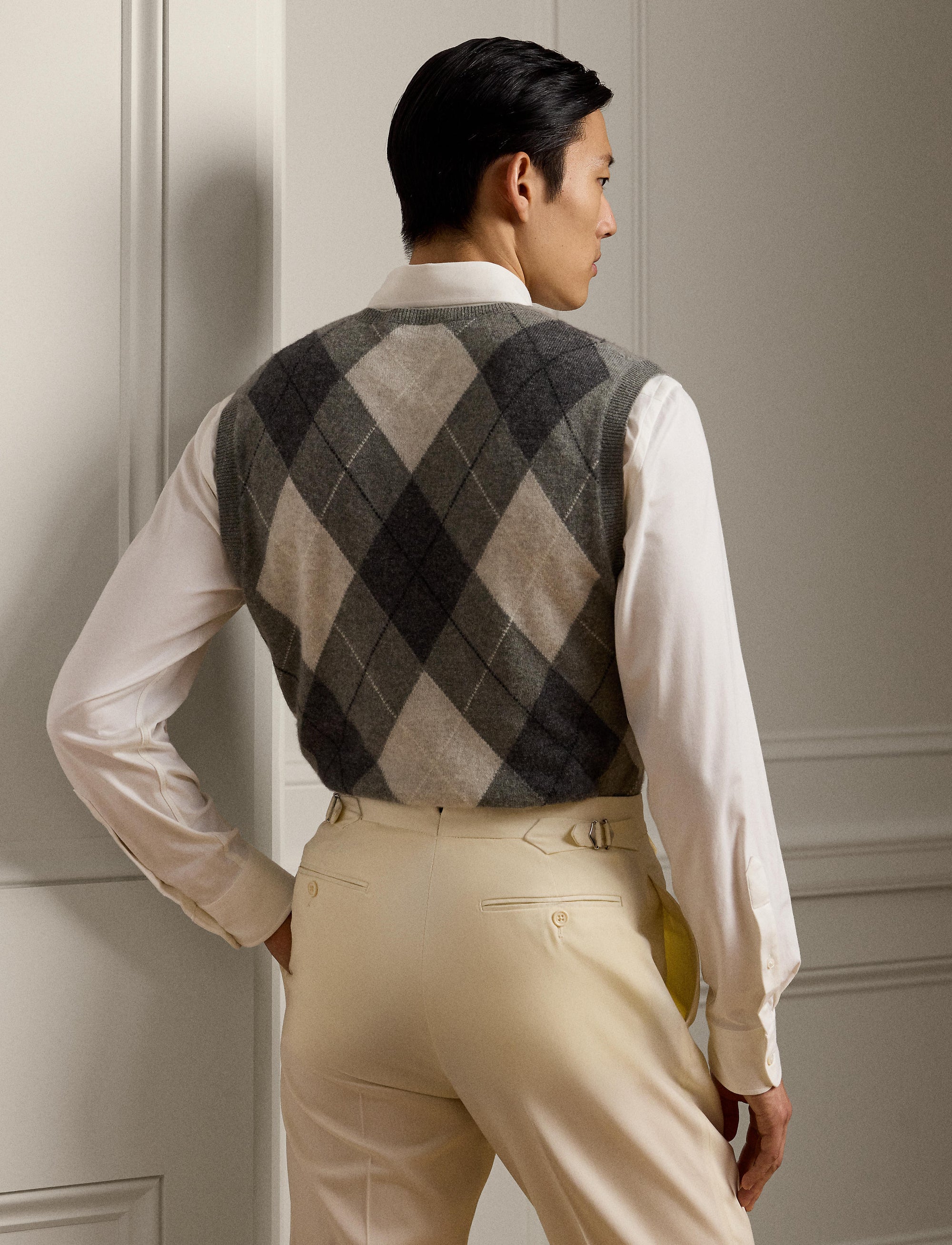 Pull débardeur en cachemire  - Light Grey Heather & Multicolore