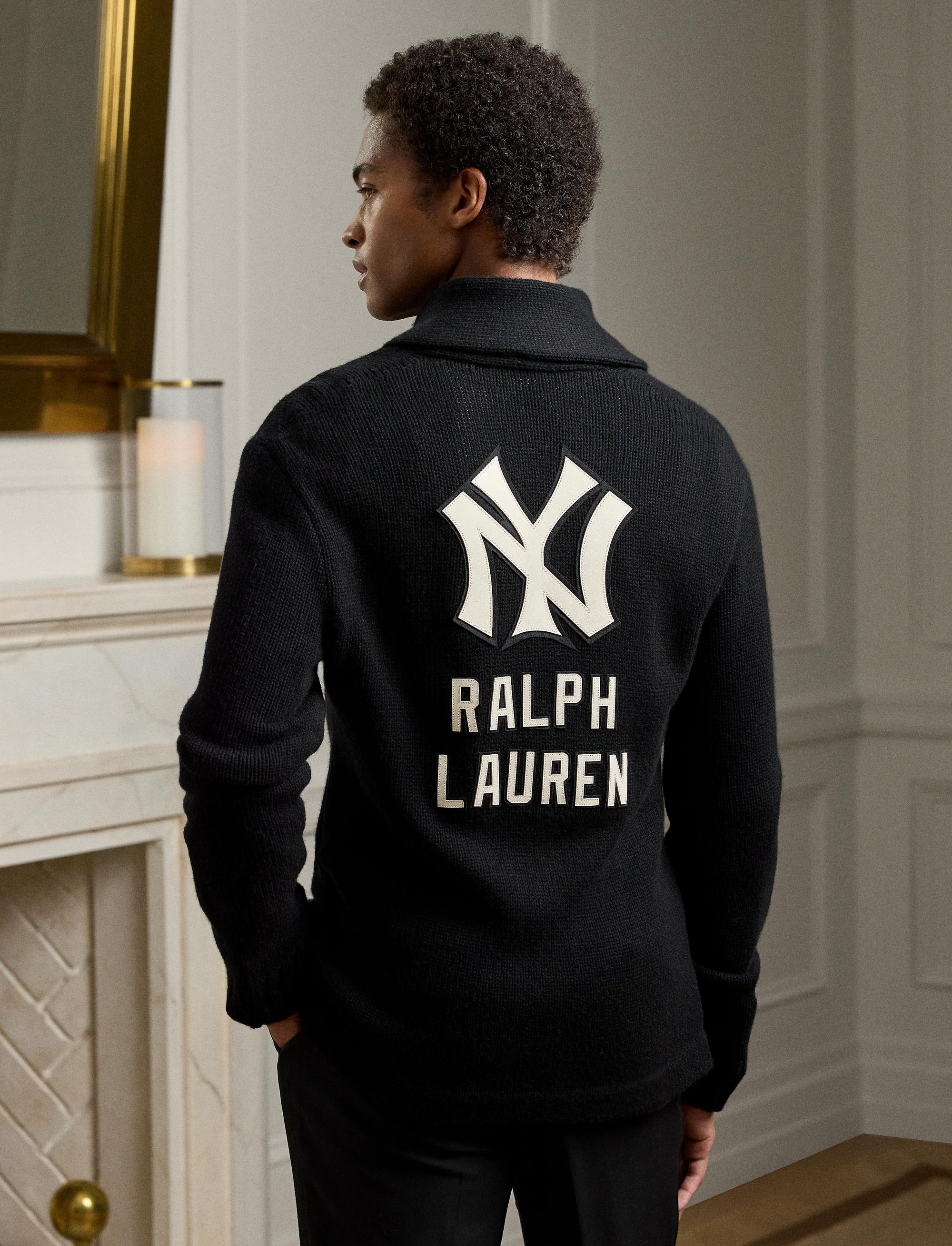 Cardigan Ralph Lauren Yankees en cachemire - Classic Black W & Cream