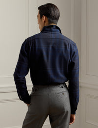 Wool tartan shirt - Navy