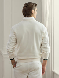 Sweat en coton et cachemire à écusson - Classic Cream