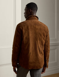 Surchemise à poches plaquées en cuir - Marron