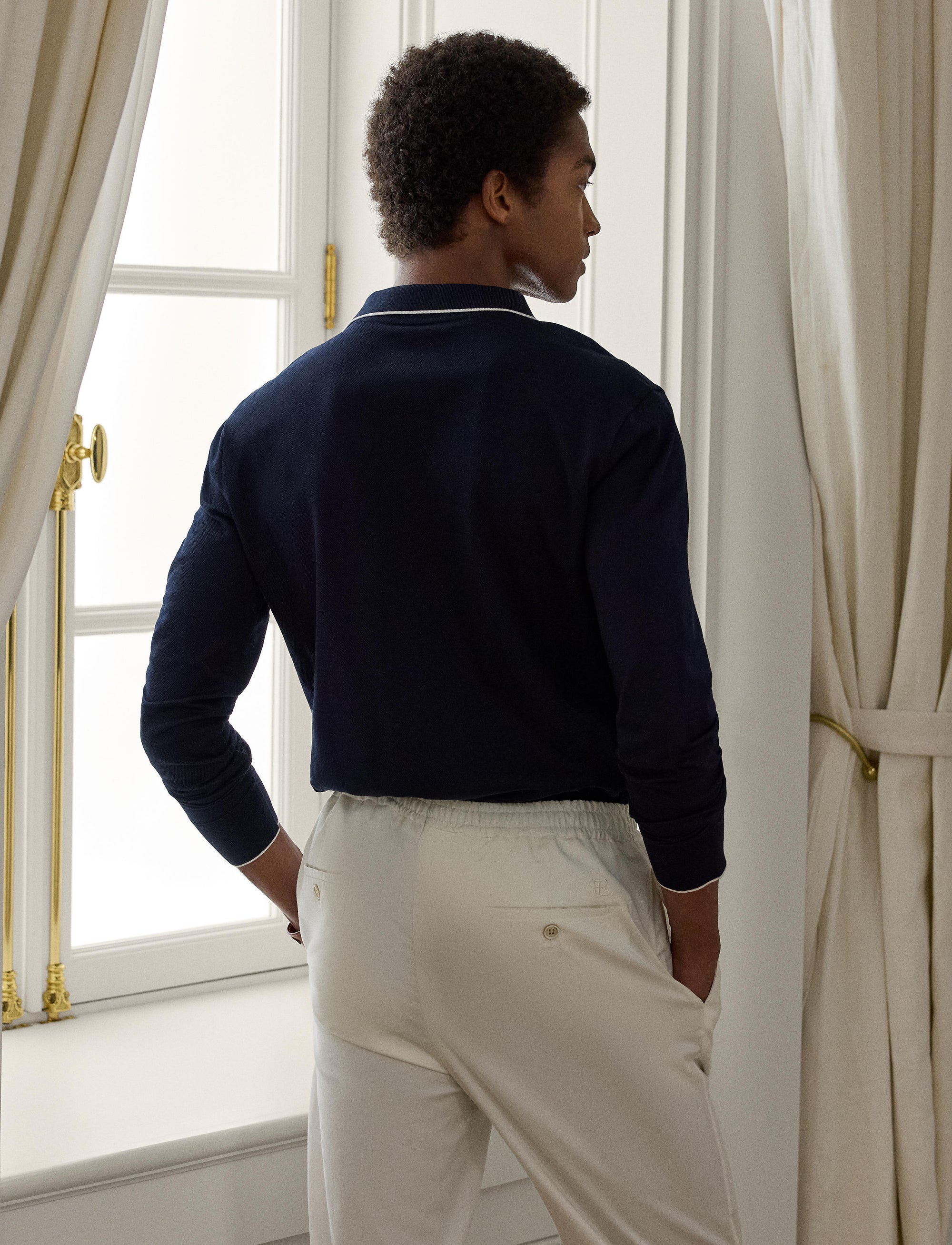 Piqué polo shirt with embroidered badge - Classic Chairman Navy