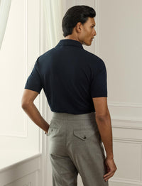 Silk pique polo shirt - Classic Chairman Navy Emb